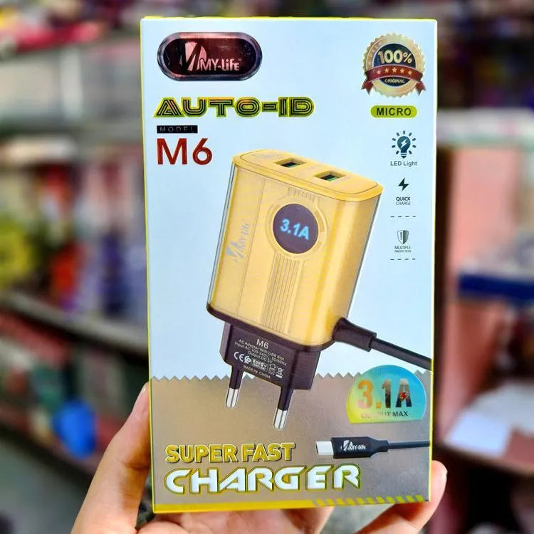 M6 My Life 3.1A Micro Super Fast Charger Led Light Changer Quick Charge